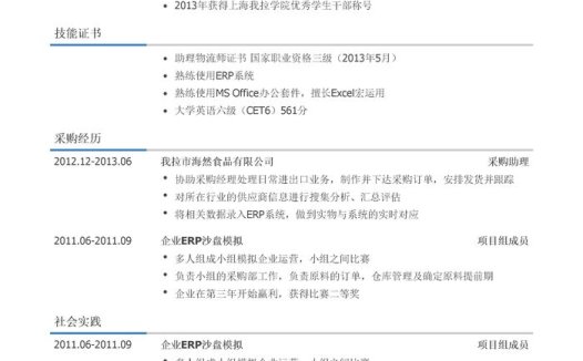 采购助理岗位简历模板（有专业证书）