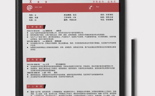 枣红色大气市场开拓业务员简历模板