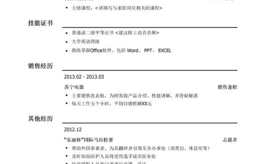 电话销售助理岗位简历模板