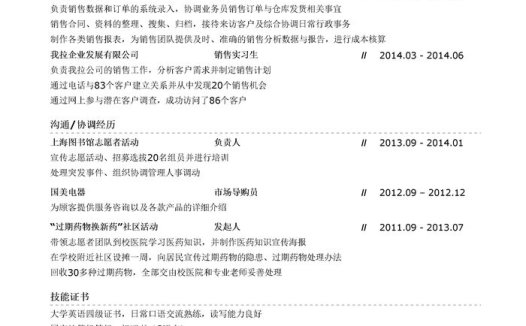 销售行政专员简历模板（突出沟通/协调能力）