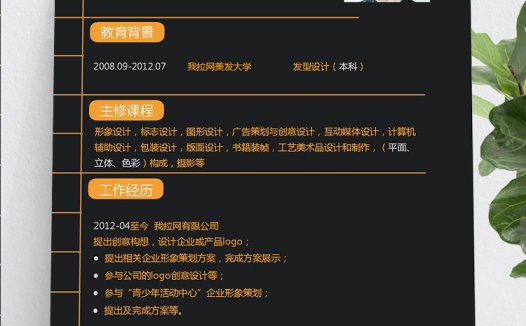 黑色系高端风发型设计师个人简历模板