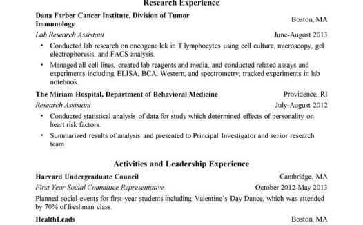 科研技术实习英语简历模板
