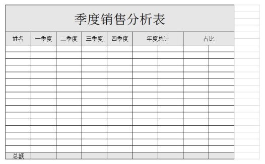季度销售分析表 excel模板