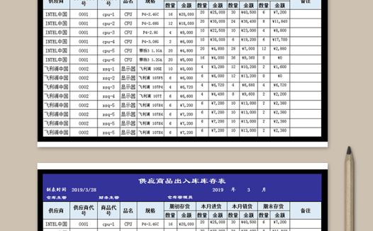 供应商品出入库库存表