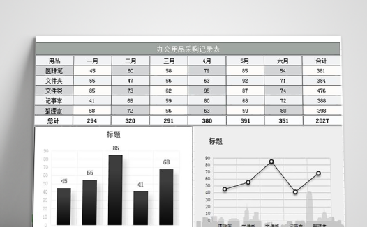 办公用品采购记录表模板