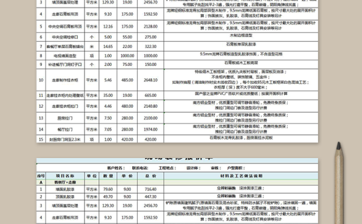 现场装修报价单