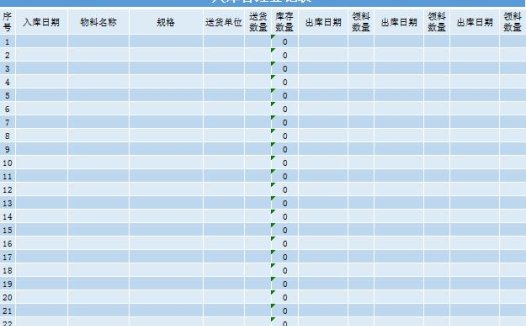 入库管理登记表excel模板