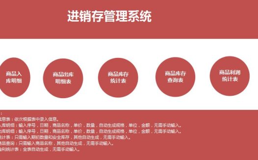 枣红色进销存管理系统excel模板