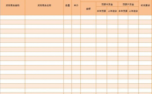 橙色采购预算单模板