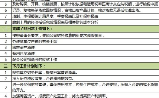 财务部工作总结计划表excel模板