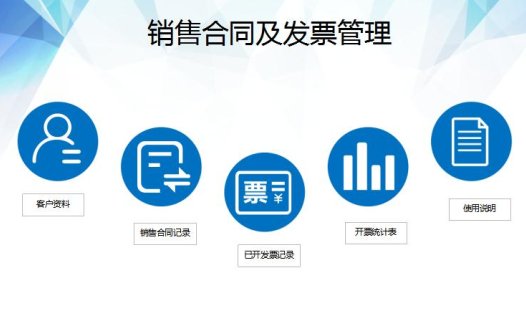 蓝色系销售合同及发票管理excel模板