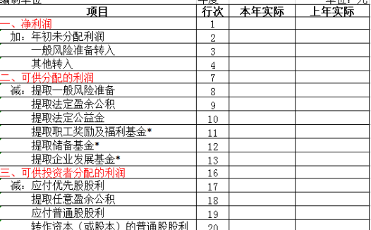 利润分配表excel模板