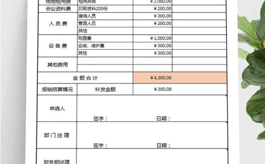 常用版会议费支出报销单