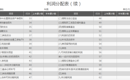 利润分配表excel模板
