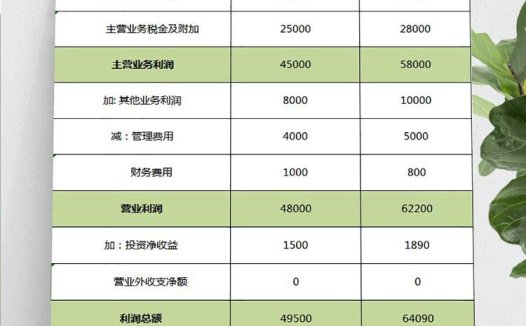 绿色简洁项目利润表Excel模板