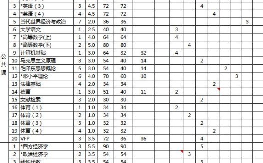 财务管理专业教学计划表