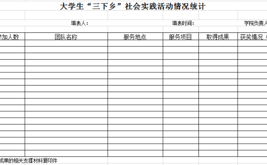 社会实践活动统计表excel模板