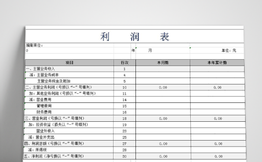 灰白风格企业利润表Excel模板