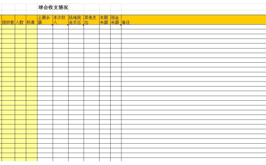 球会收支情况excel模板