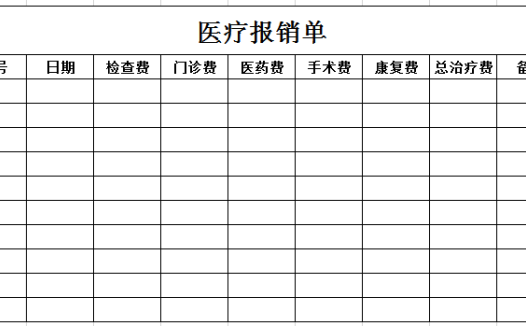 医疗报销单excel模板