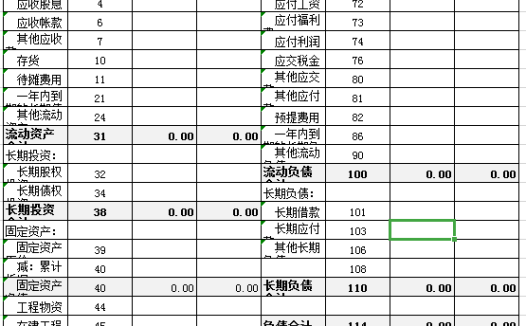 财务资产负债excel模板