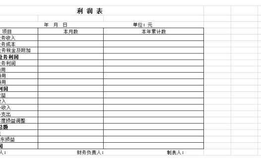 利润表excel模板