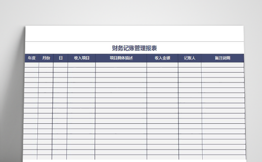 财务记账管理报表excel模板