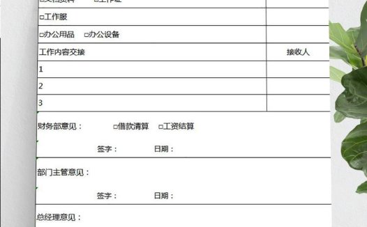 简洁风离职工作移交表
