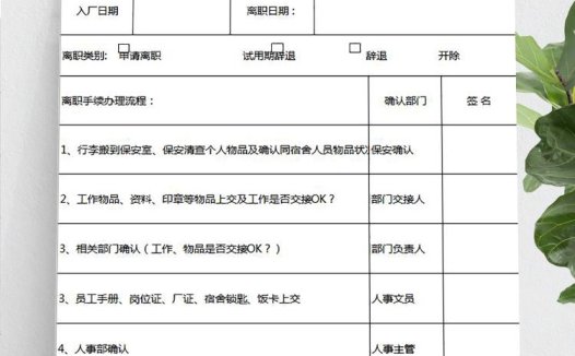 常用离职手续办理交接单