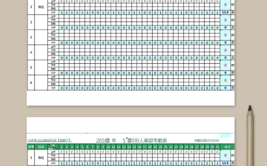 公司人事部多功能排班表
