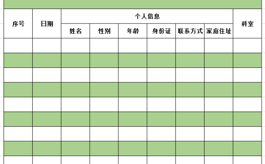 医院挂号登记表excel模板