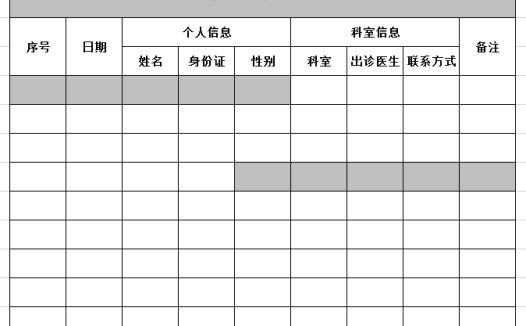 医院挂号登记表2 excel模板
