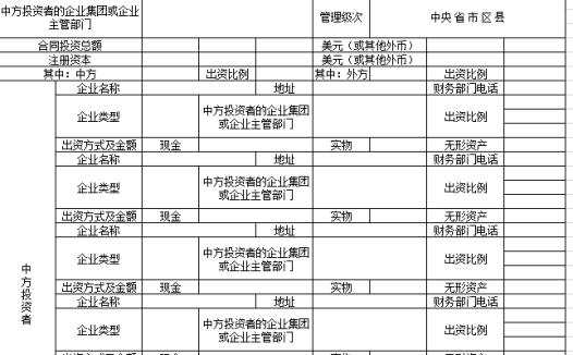 外商投资企业财政登记表excel模板