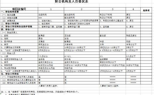 财会机构及人员情况表excel模板