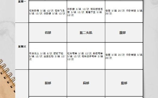 简洁健身计划表模板