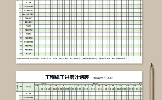 工程施工进度计划表