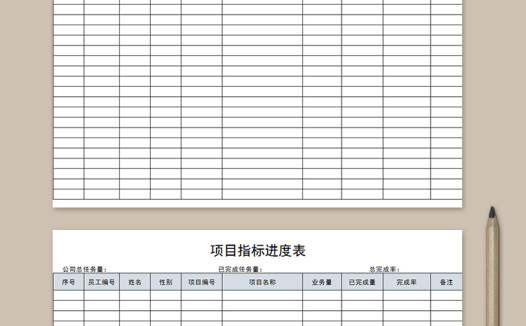 项目指标进度表