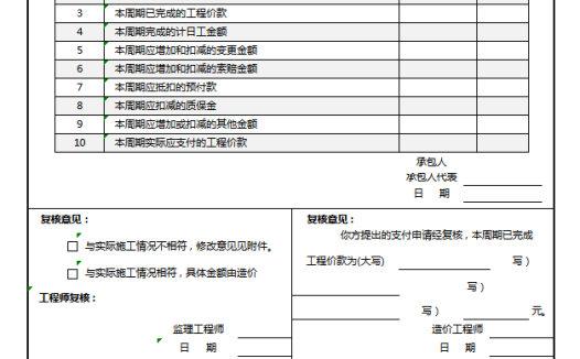 工程款支付申请表 excel模板