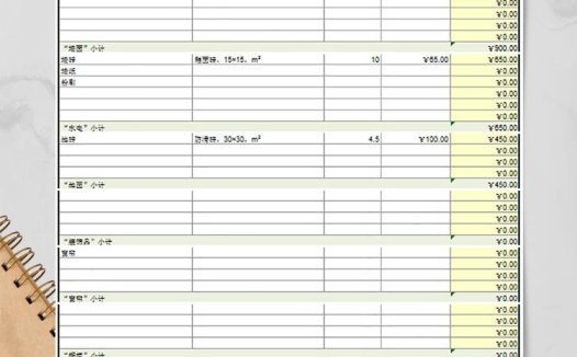 家庭装修预算表