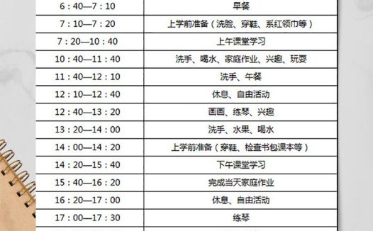 同学一周作息时间表