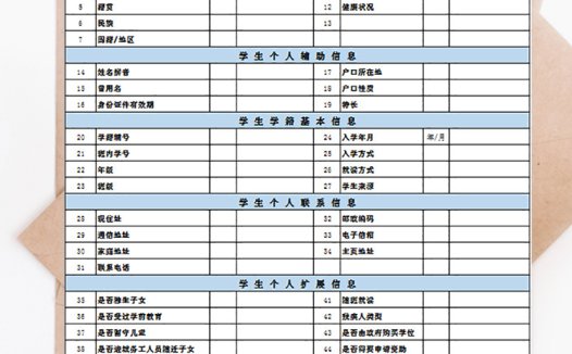 蓝色学生基本信息表