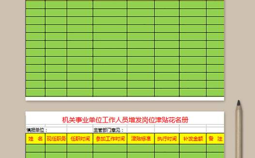 机关单位人员增发岗位津贴花名册