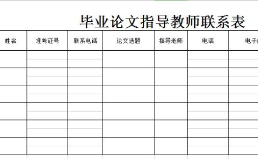 毕业论文指导教师联系表