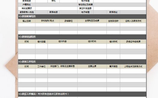 员工人事档案记录表