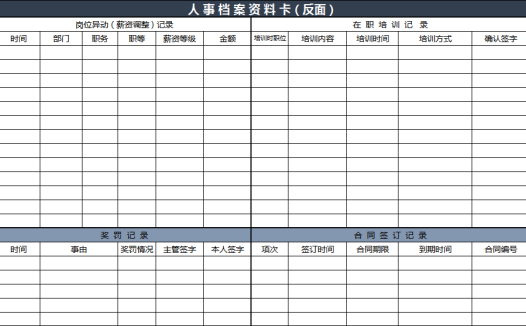 人事档案资料卡模板excel模板