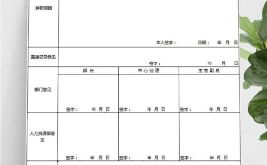 常用员工辞职申请表Excel模板