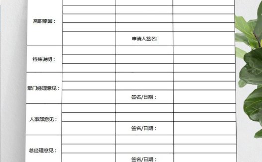 蓝色风员工离职申请表Excel模板