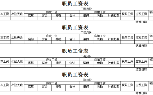 职员工资表excel模板