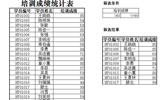 企业项目培训成绩查询表