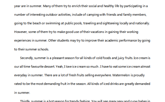 高中英语作文300字:我喜欢的季节